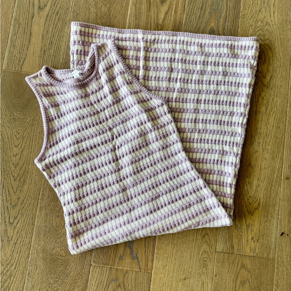 Maternity- Striped Purple and White Sleeveless Top